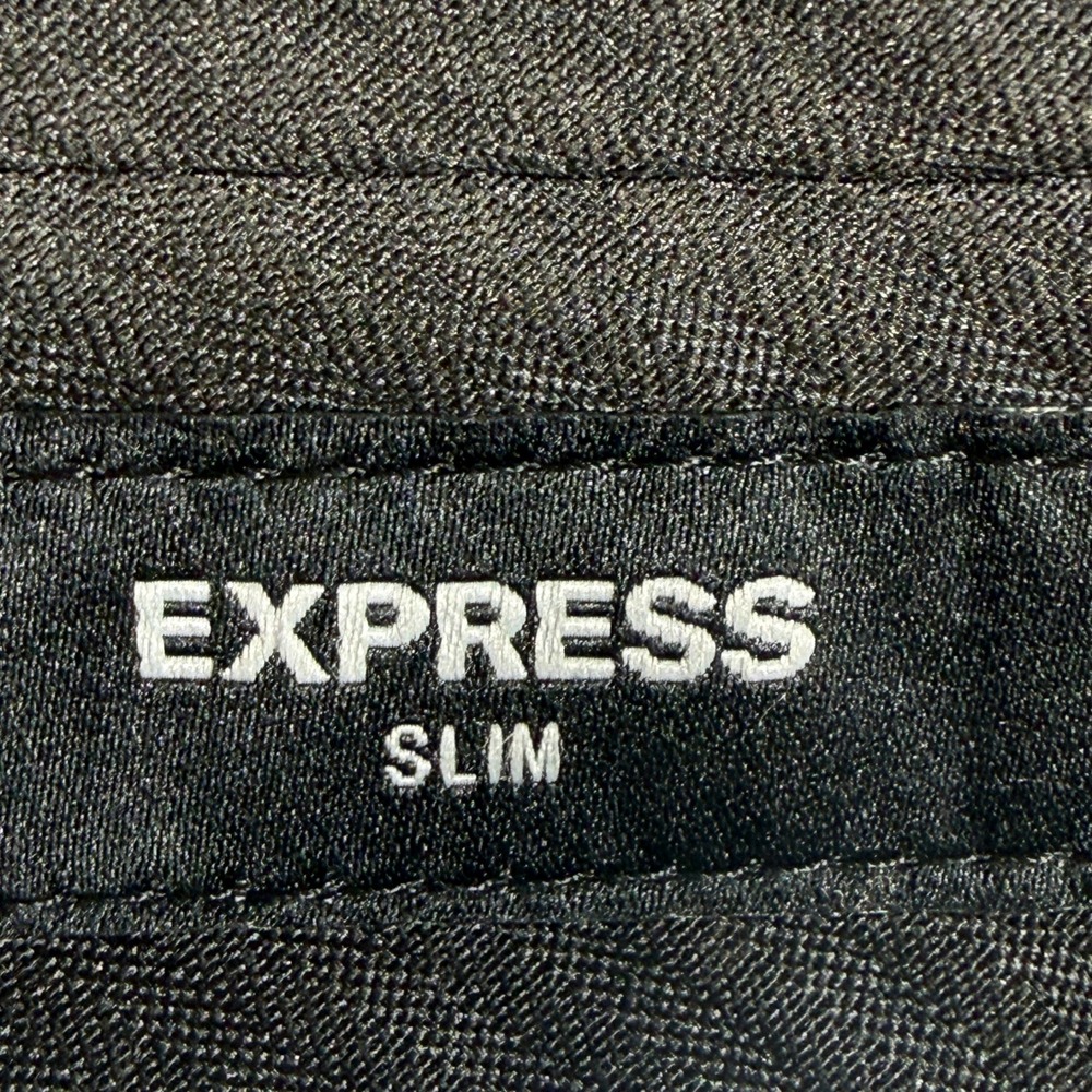 Express Slim Pleated Dress Pants Mens 36x34 Blue Windowpane Plaid Cotton Stretch - Picture 5 of 16